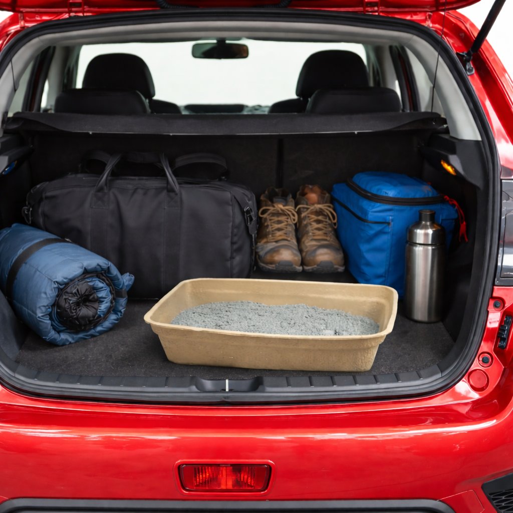 Animaru litter box in car for travel